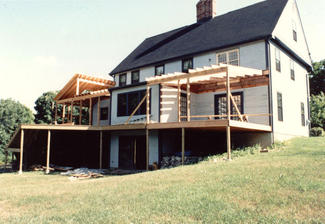 Deck with Solid Screening & Stairs (During Construction)