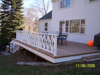 Deck with cross-hatch railing