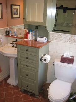 Bathroom Renovation with Custom Vanity and Angled Tile FLoor