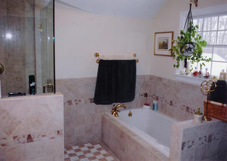 Bathroom A (Detail: Deep Bathtub with Tile Surround)