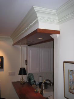 Cherry Bar with Built-up Crown Molding (Detail: Tight Coped Joints)