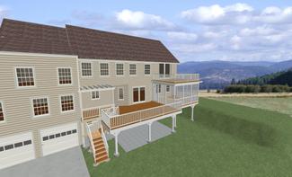 Project 3 - Multi-level deck with screened-in area - 3D Computer Rendering