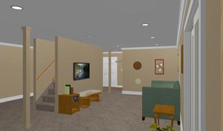 Project 5 - Basement with Mudroom Custom Built-ins - 3D Computer Rendering
