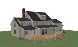 Home addition and new deck - 3D rendering - back