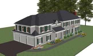 Home addition over garage and porch - 3D rendering