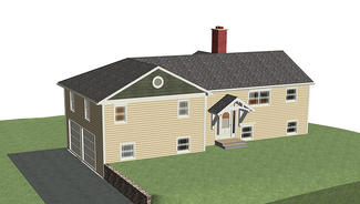 Timberframe front Entrance  and Deck - 3D model - view 2