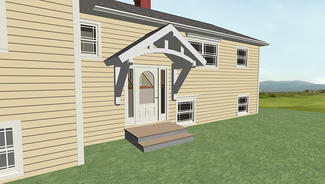 Timberframe front Entrance and Deck - 3D model - view 1